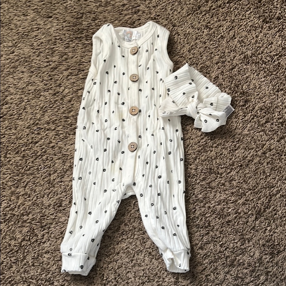 White and Black Spot Bodysuit One Piece